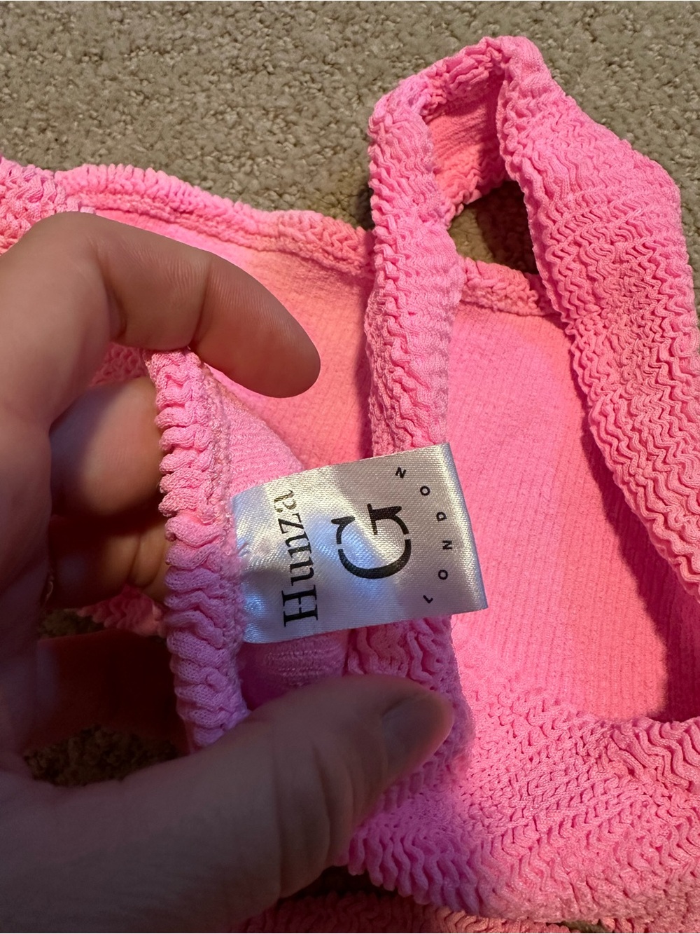 Hunza G Pink One-Shoulder Ribbed Bikini Set - Picture 6 of 8